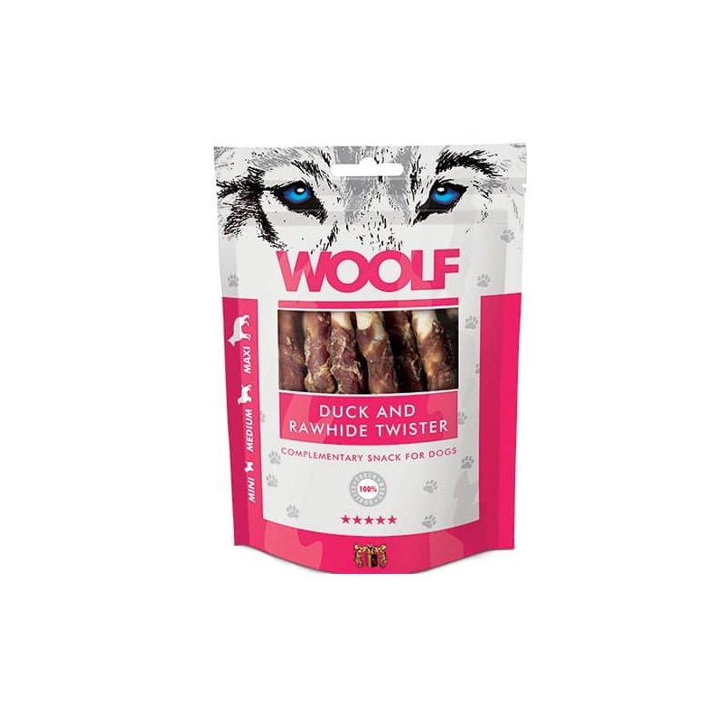 Woolf Duck And Rawhide Twister 100g
