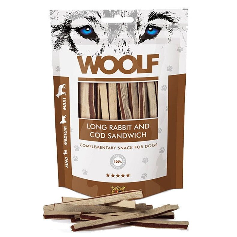 Woolf Long Kanin &amp; Torsk Sandwich 100g