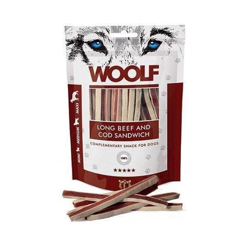 Woolf Okse &amp; Torsk Sandwich Long 100g